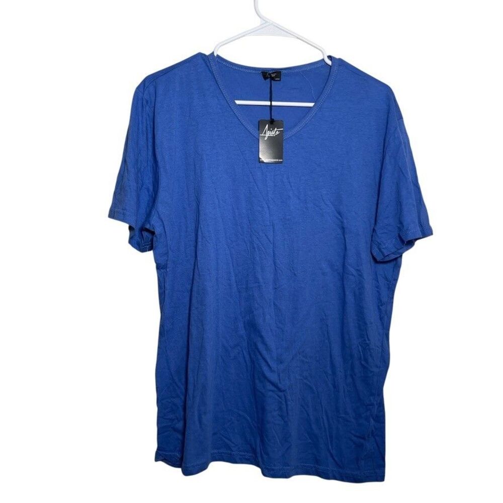 Agiato Blouse Women's Large V-Neck Short Sleeve Solid Shirt Top Casual NWT